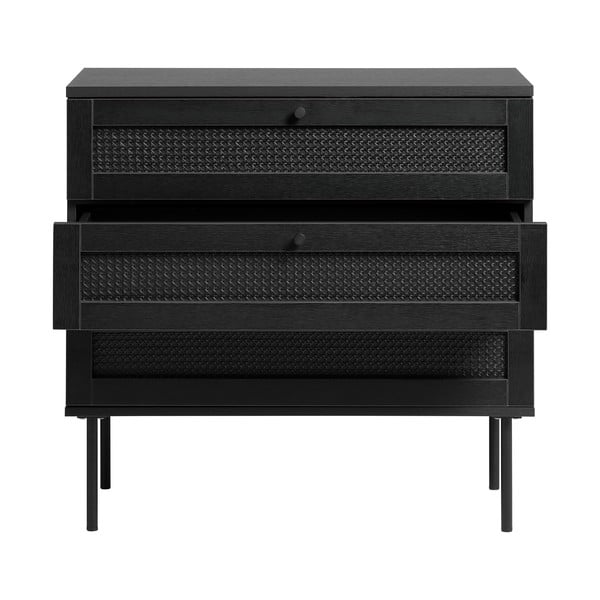 Juoda žema ąžuolinė komoda 80x75 cm Pensacola - Unique Furniture-image-3