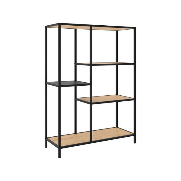 Juodos spalvos/natūralios spalvos knygų spinta  iš ąžuolo 80x112x35 cm Altino – Unique Furniture-image-2