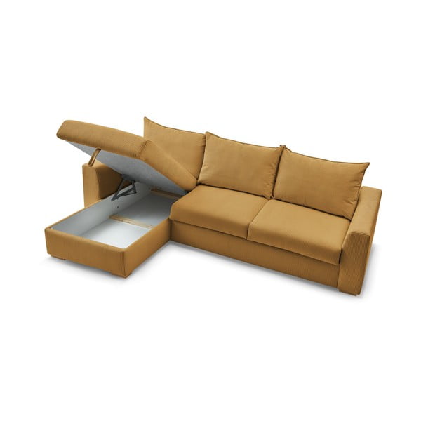 Iš kordinio velveto sulankstoma kampinė sofa geltonos spalvos (kintama) Augustin – Bobochic Paris-image-4