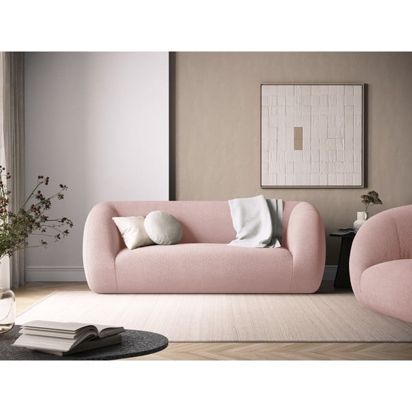 Sofa iš boucle šviesiai rožinės spalvos 210 cm Essen – Cosmopolitan Design-image-1