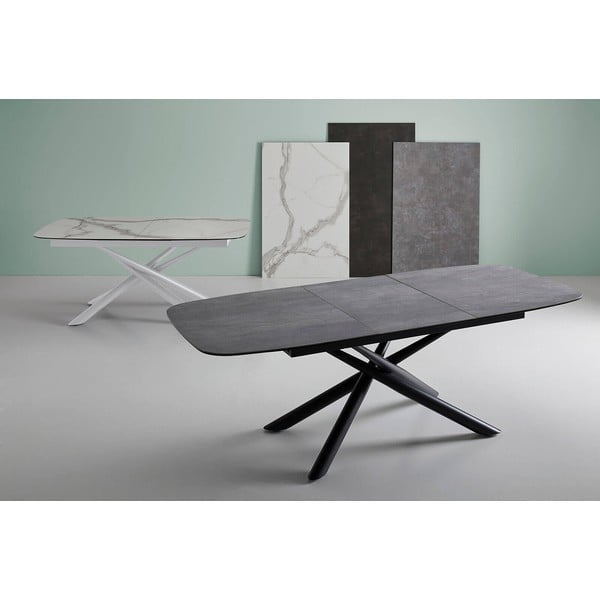 Baltos ir pilkos spalvos sulankstomas valgomojo stalas sømcasa Ness, 160 x 95 cm-image-1