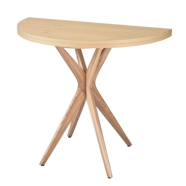 Apvalios formos prailginamas valgomojo stalas su uosio dekoro stalviršiu 45x90 cm Jubi – Ragaba