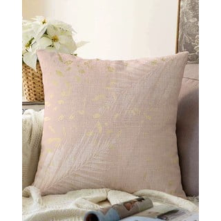Šviesiai rožinės spalvos minimalistiniai pagalvių užvalkalai Lapai, 55 x 55 cm