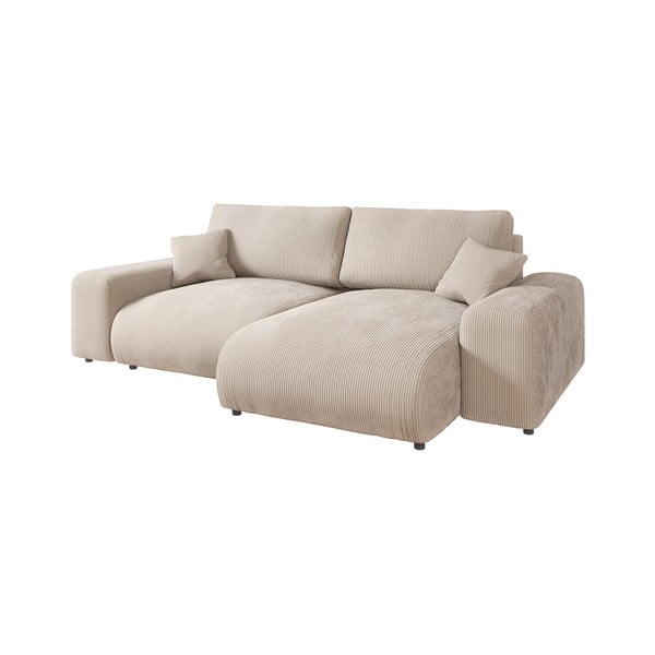 Iš kordinio velveto kampinė sofa smėlio spalvos (kintama) Justin – Ropez-image-2