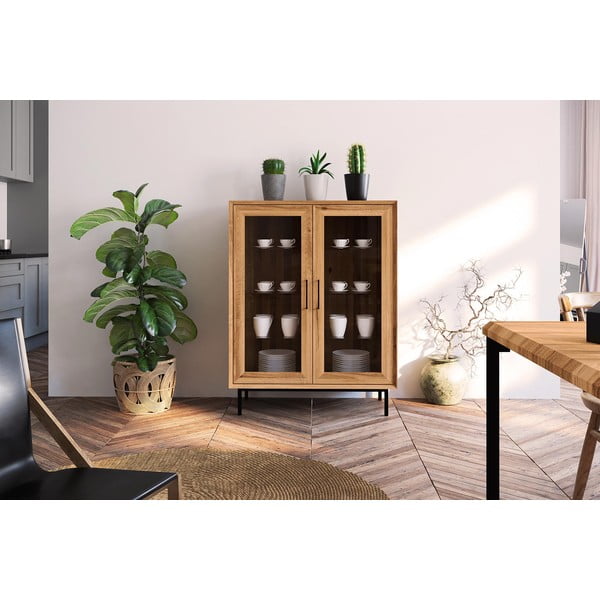 Natūralios spalvos ąžuolo medienos vitrina 97x125 cm Abies - The Beds-image-4