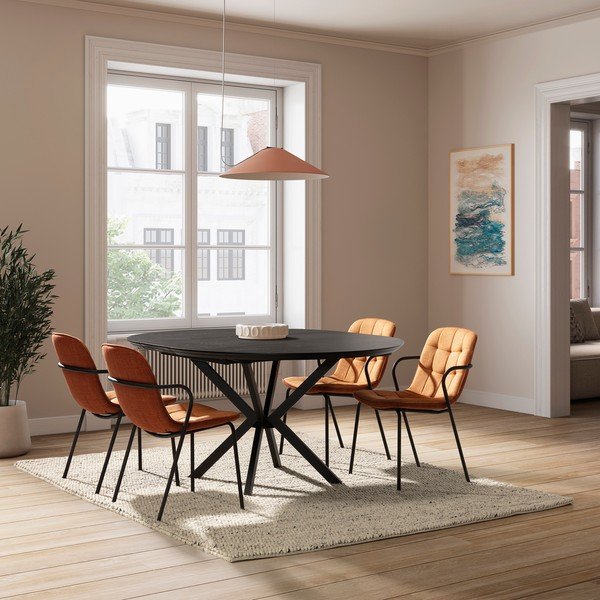 Terakotos spalvos iš audinio valgomojo kėdė su porankiais Angie – Marckeric-image-4