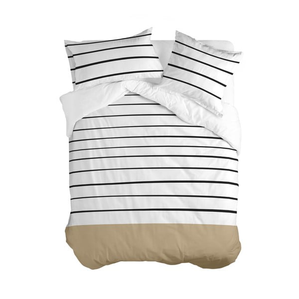 Dvigulis antklodės užvalkalas iš medvilnės juodos ir baltos spalvos/rudos spalvos 200x200 cm Blush sand – Blanc