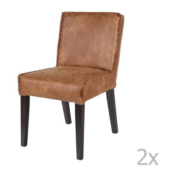 2 rudų kėdžių su perdirbtos odos užvalkalu rinkinys "BePureHome Rodeo