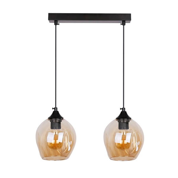 Juodas pakabinamas šviestuvas su stikliniu gaubtu 14x48 cm Aspa - Candellux Lighting-image-2