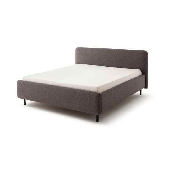 Antracito spalvos dvigulė lova audiniu dengta su sandėliavimo vieta su lovos grotelėmis 160x200 cm Primo – Meise Möbel