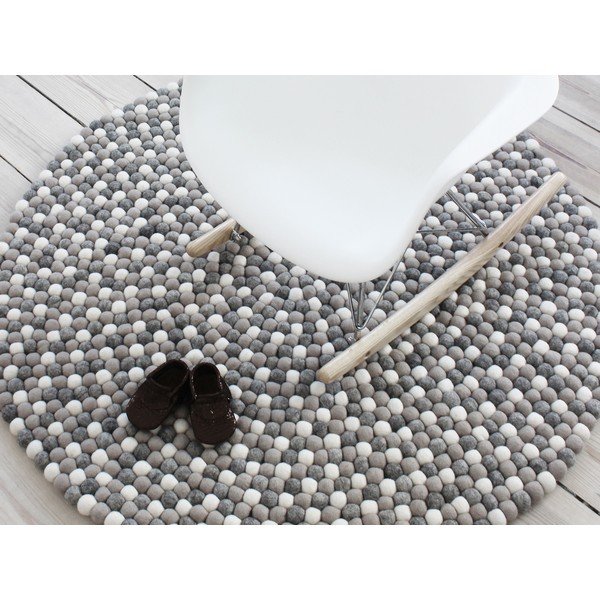 Šviesiai pilkas vilnos kilimas Wooldot Ball Rugs, ⌀ 120 cm-image-2