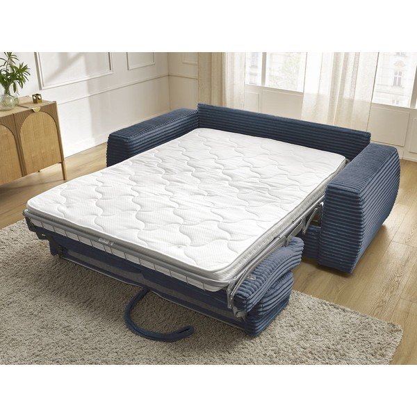Tamsiai mėlynos spalvos sofa miegojimui/sulankstoma iš kordinio velveto 220 cm Hugo – Bobochic Paris-image-1