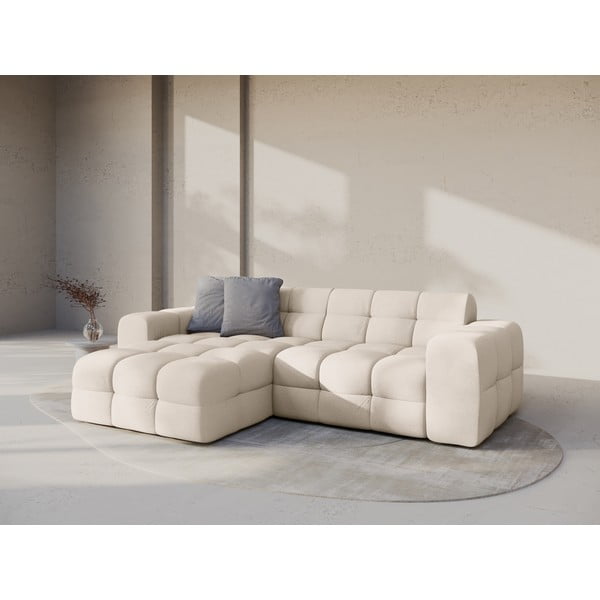 Smėlio spalvos kampinė sofa (su kairiuoju kampu/su gultu) Kendal – Micadoni -image-1