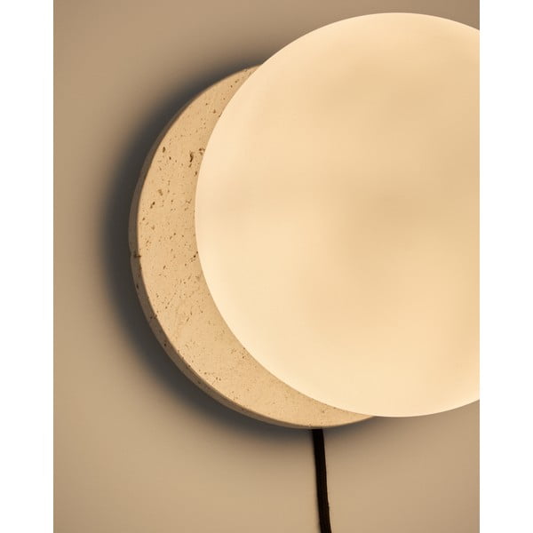 Baltos spalvos/kreminės spalvos iš marmuro sieninė lempa ø 20 cm Malachi – Kave Home-image-2