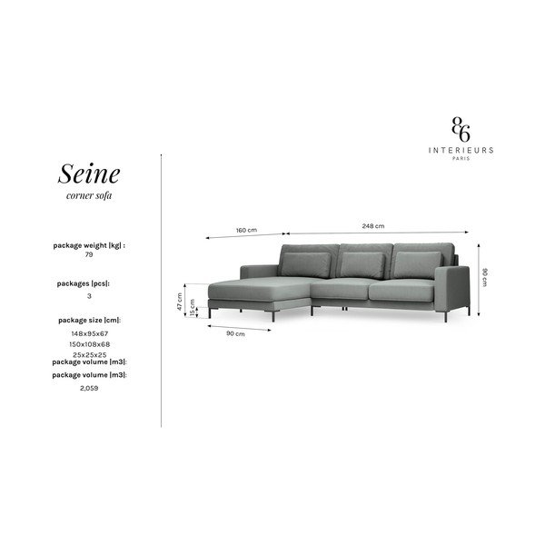 Rožinė kampinė sofa Interieurs 86 Seine, kampas kairėje-image-4