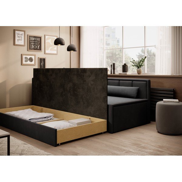 Tamsiai pilkos spalvos iš šenilinio audinio sulankstoma/su sandėliavimo vieta sofa 214 cm Fulgeo – ELTAP-image-4