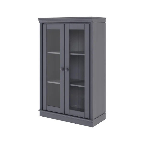 Pilkos spalvos iš pušies masyvo vitrina 74x118x35 cm Anita – Støraa-image-4