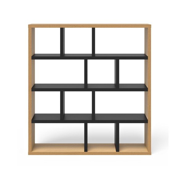 Knygų spinta  juodos spalvos/natūralios spalvos iš ąžuolo 150x159 cm Berlin – TemaHome