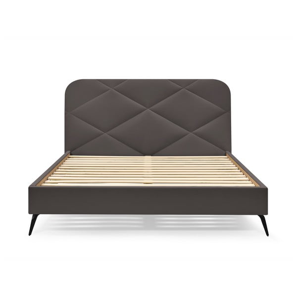 Dvigulė lova tamsiai pilkos spalvos audiniu dengta su lovos grotelėmis 180x200 cm Prune – Bobochic Paris-image-3