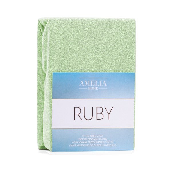 "AmeliaHome Ruby Siesta" šviesiai žalia elastinga paklodė dvigulei lovai, 200/220 x 200 cm-image-1