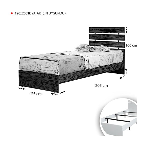 Viengulė lova natūralios spalvos 120x200 cm Fuga – Kalune Design-image-3