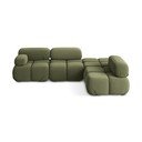 Šviesiai žalios spalvos iš velveto modulinė kampinė sofa (su dešiniuoju kampu) Lokua – Makamii