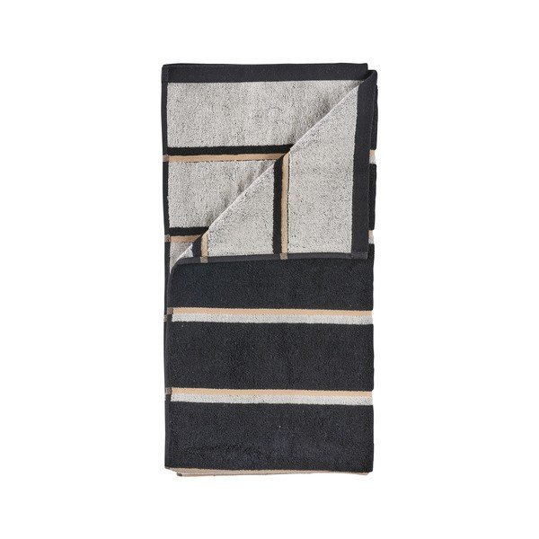 Juodos spalvos/šviesiai pilkos spalvos iš medvilnės rankšluostis 50x100 cm Sauna – Zone