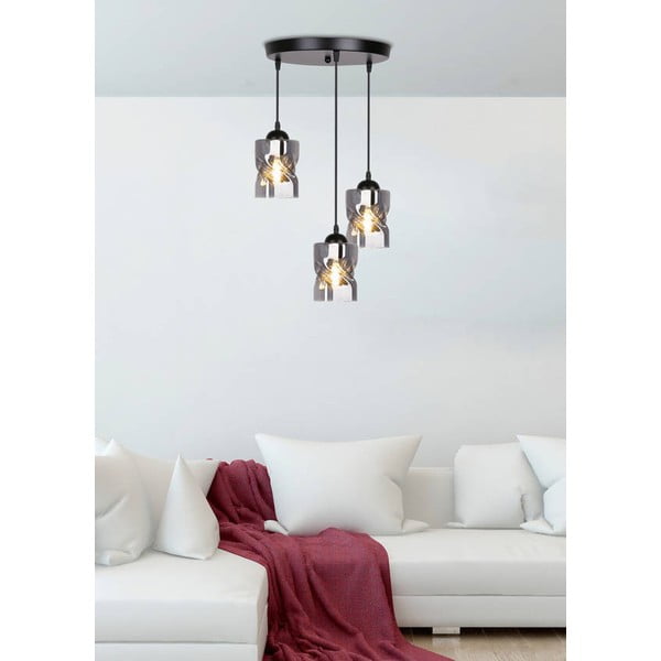 Juodas pakabinamas šviestuvas su stikliniu gaubtu Felis - Candellux Lighting-image-1