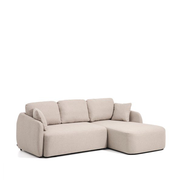 Smėlio spalvos sulankstoma kampinė sofa iš šenilinio audinio (su kairiuoju kampu/su gultu) Laira – Kave Home-image-2