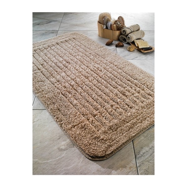 Smėlio spalvos vonios kilimėlis Confetti Bathmats Cotton Stripe, 70 x 120 cm
