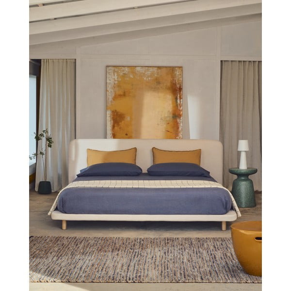 Dvigulė lova smėlio spalvos audiniu dengta 180x200 cm Odum – Kave Home-image-3