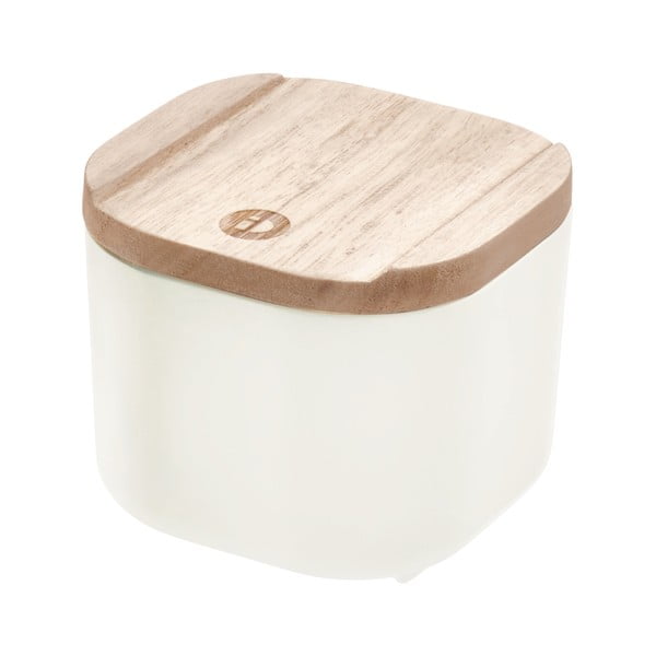Balta dėžutė su dangteliu pagaminta iš paulovnijos medienos iDesign Eco, 9 x 9 cm