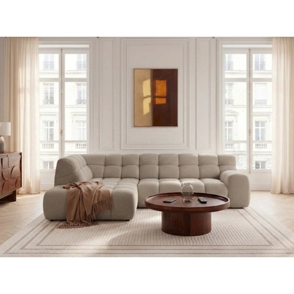 Smėlio spalvos sulankstoma/ar elektrisko sēdekļa regulēšanu kampinė sofa (su kairiuoju kampu/„L“ formos) Andre – Bobochic Paris-image-1