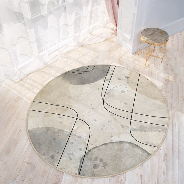 Skalbiamas apvalios formos kilimas smėlio spalvos ø 120 cm Simple Lines – Mila Home-image-3