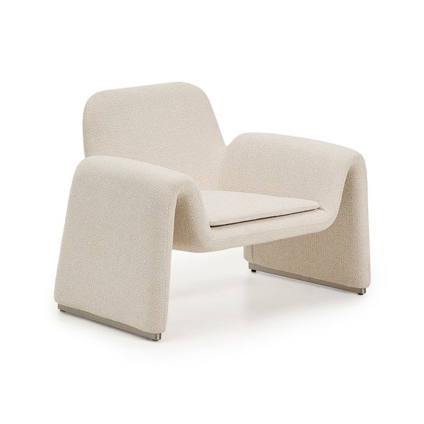 Smėlio spalvos krėslas iš šenilinio audinio Melvia – Kave Home