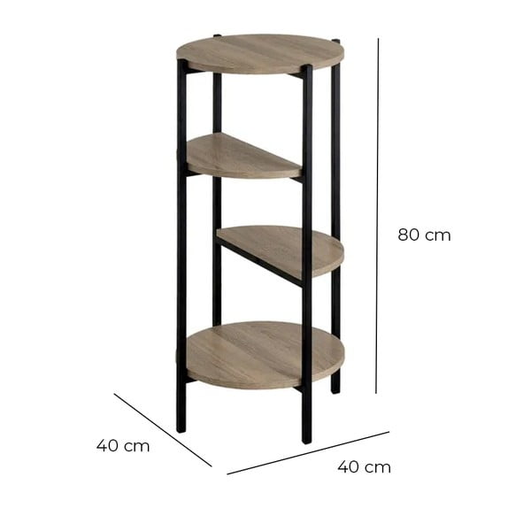 Pastatoma lentyna juodos spalvos/natūralios spalvos iš ąžuolo 40x80 cm – Casa Selección-image-4