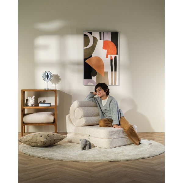 Kreminės spalvos iš boucle vaikiškas krėslas Flipster – Wigiwama-image-3