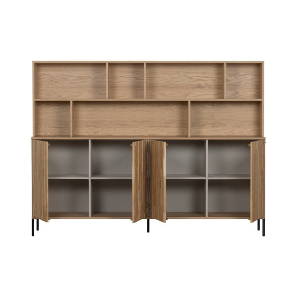 Natūralios spalvos knygų spinta  iš ąžuolo 200x150x44 cm Gravure – WOOOD-image-2