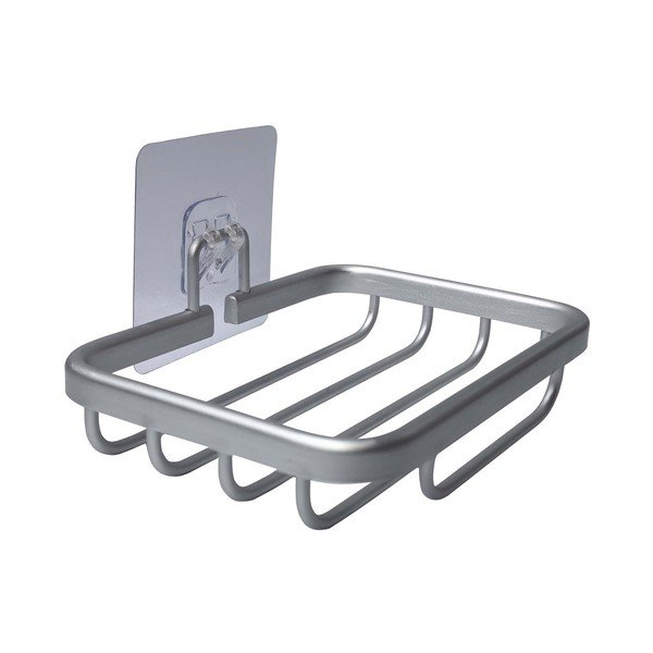 Su montavimu be gręžimo blizgios sidabrinės spalvos iš metalo muilinė Filaire Aluminium – douceur d'intérieur-image-1