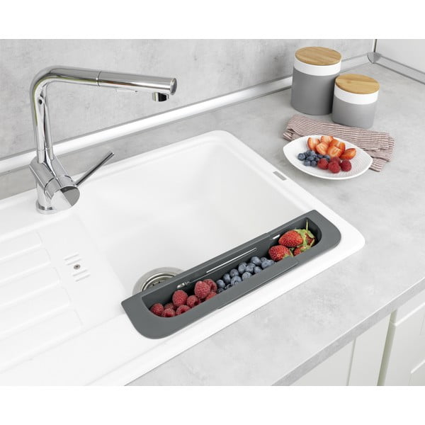 Pilkos spalvos iš plastiko ištraukiama džiovyklė kriauklei 49,5x8,5 cm Fino – Wenko-image-3