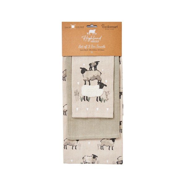 Iš lino mišinio virtuvės rankšluosčiai 3 vnt. 45x65 cm Highland Sheep – Cooksmart ®