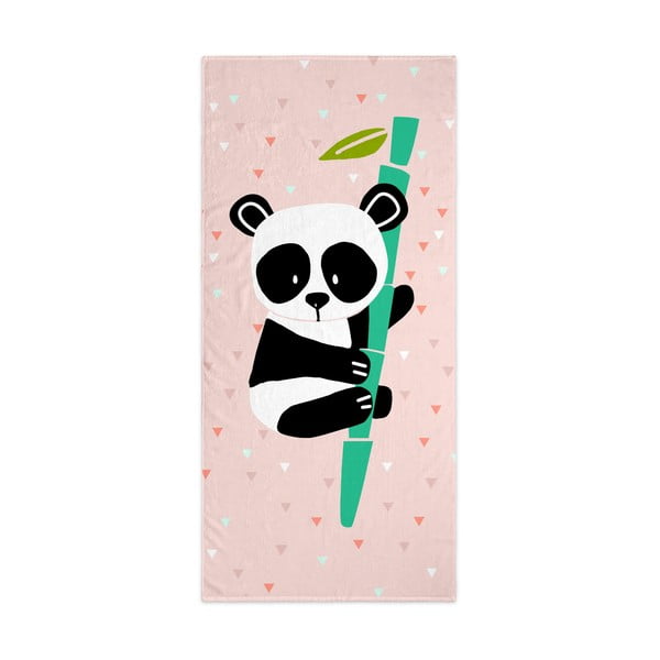 Šviesiai rožinis kūdikių rankšluostis 150x70 cm Panda - Moshi Moshi