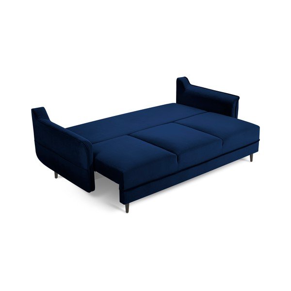 Mėlyna aksominė sofa-lova Kooko Home Basso-image-2
