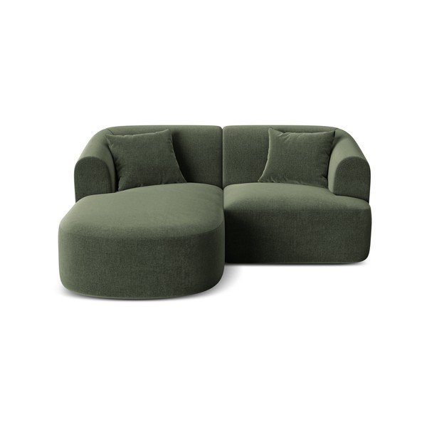 Žalios spalvos kampinė sofa iš velveto (su kairiuoju kampu/su gultu) Campi – Cosmopolitan Design