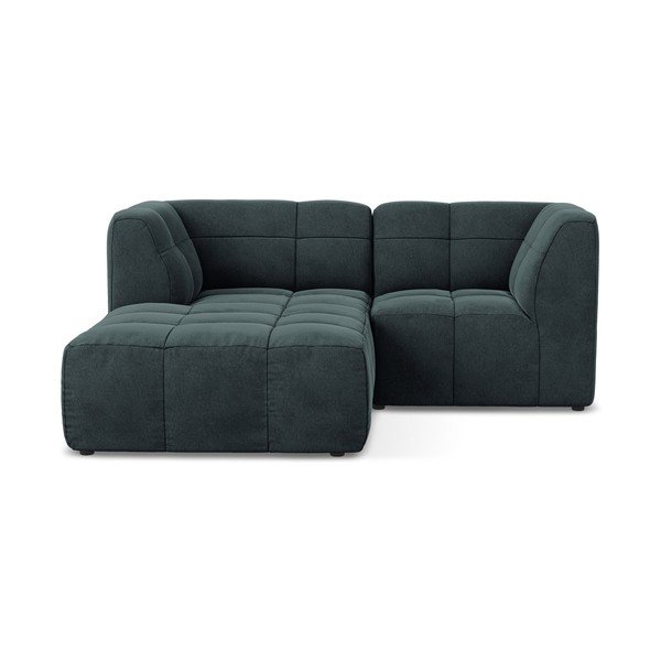 Mėlynos spalvos kampinė sofa iš velveto (su kairiuoju kampu/su gultu) Aloha – Makamii