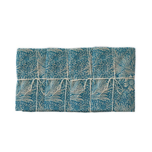 Rinkinys iš 4 mėlynų spalvos servetėlių su linu Tierra Bella Wild flowers, 43 x 43 cm