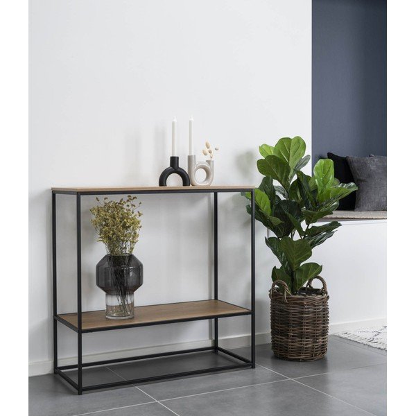 Konsolinis staliukas natūralios spalvos su ąžuolo dekoro stalviršiu 80x36 cm Vita – House Nordic-image-1
