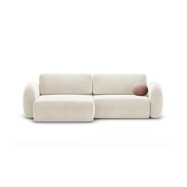 Kreminės spalvos iš velveto sulankstoma/su sandėliavimo vieta kampinė sofa Tonale – Cosmopolitan Design