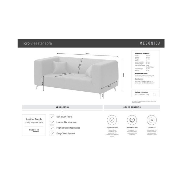 Rudos spalvos sofa MESONICA Toro, 187 cm-image-3