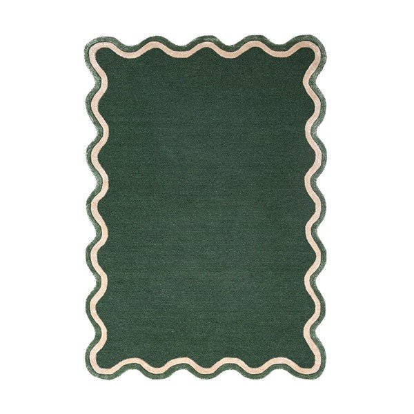 Rankų darbo tamsiai žalios spalvos iš vilnos mišinio kilimas 120x170 cm Rivo Wool – Flair Rugs